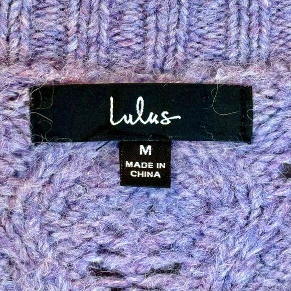 NWOT Lulus Tie Front Wool Blend Cropped Lavender Women's Cardigan Medium - Picture 4 of 9